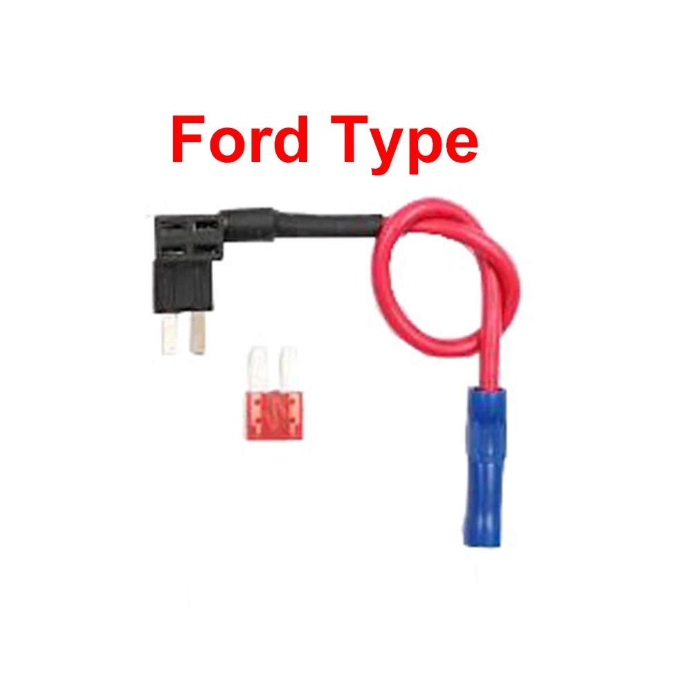 12V Plug-in Small Medium Size Car Fuse Holder Add-a-circuit TAP Adapter with 10A Mini Standard V-ACS Ford Type ATM Blade Fuse