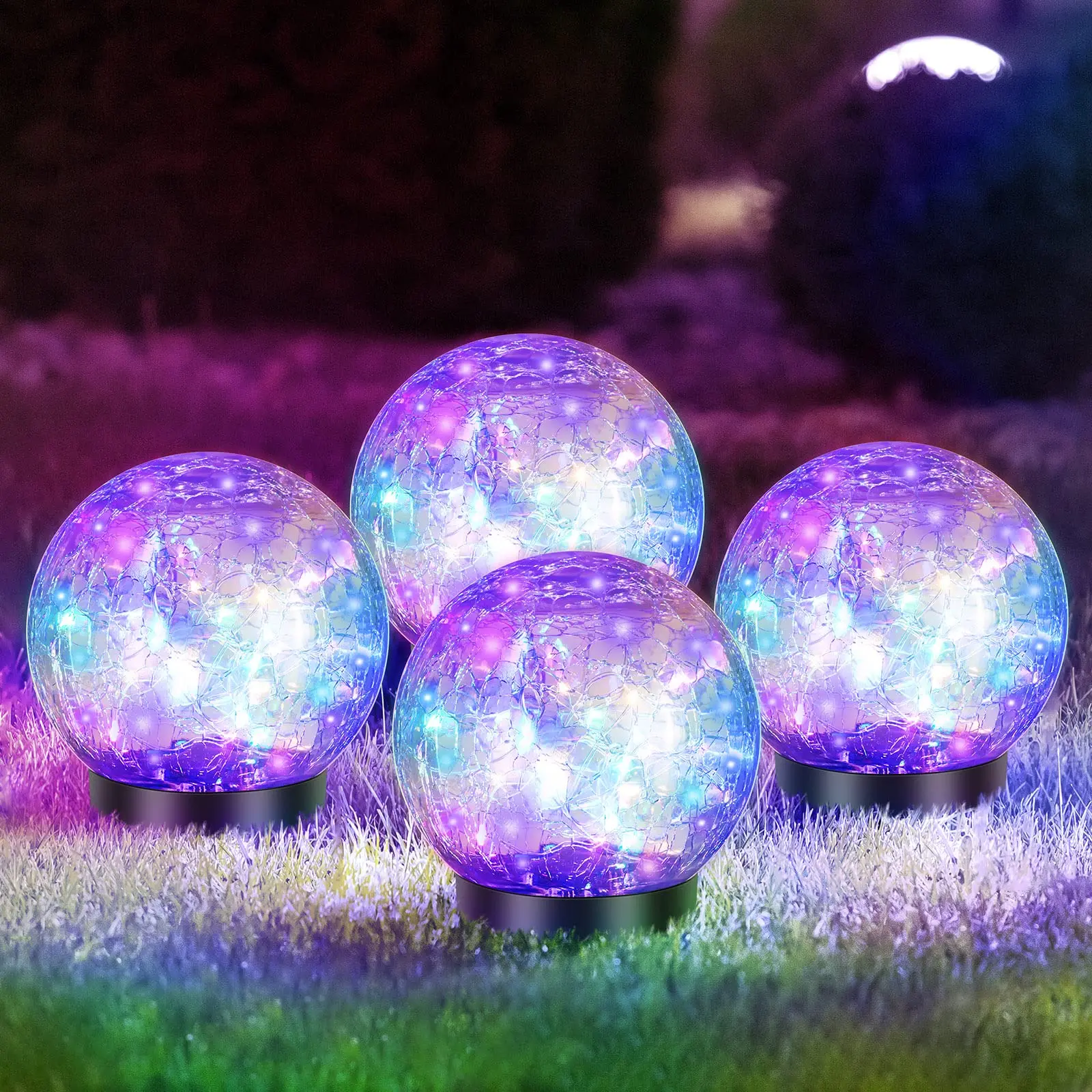 Cracked Glass LED Ball Solar Ball Light,  Garden Dome Outdoor Decoration Suitable Patio Backyard Landscape Flower Bed Patio Lawn