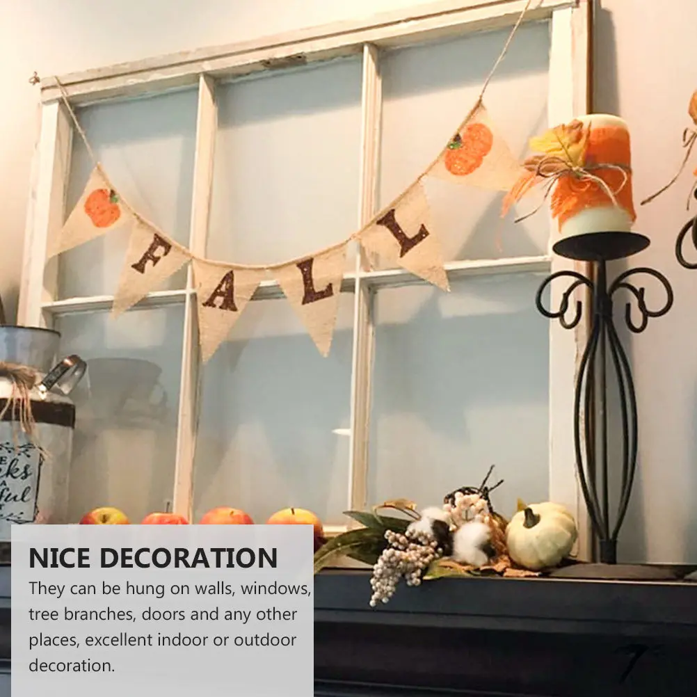 1Pcs Wedding Banner Decor Linen Cloth Bunting Hanging Garland for Wall Garden Door Outdoor Indoor Party