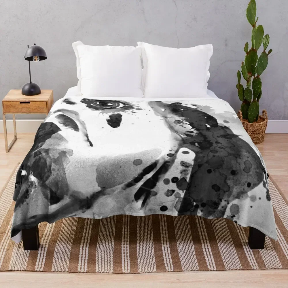 

Black And White Half Faced Dalmatian Dog Throw Blanket Custom Soft Blankets