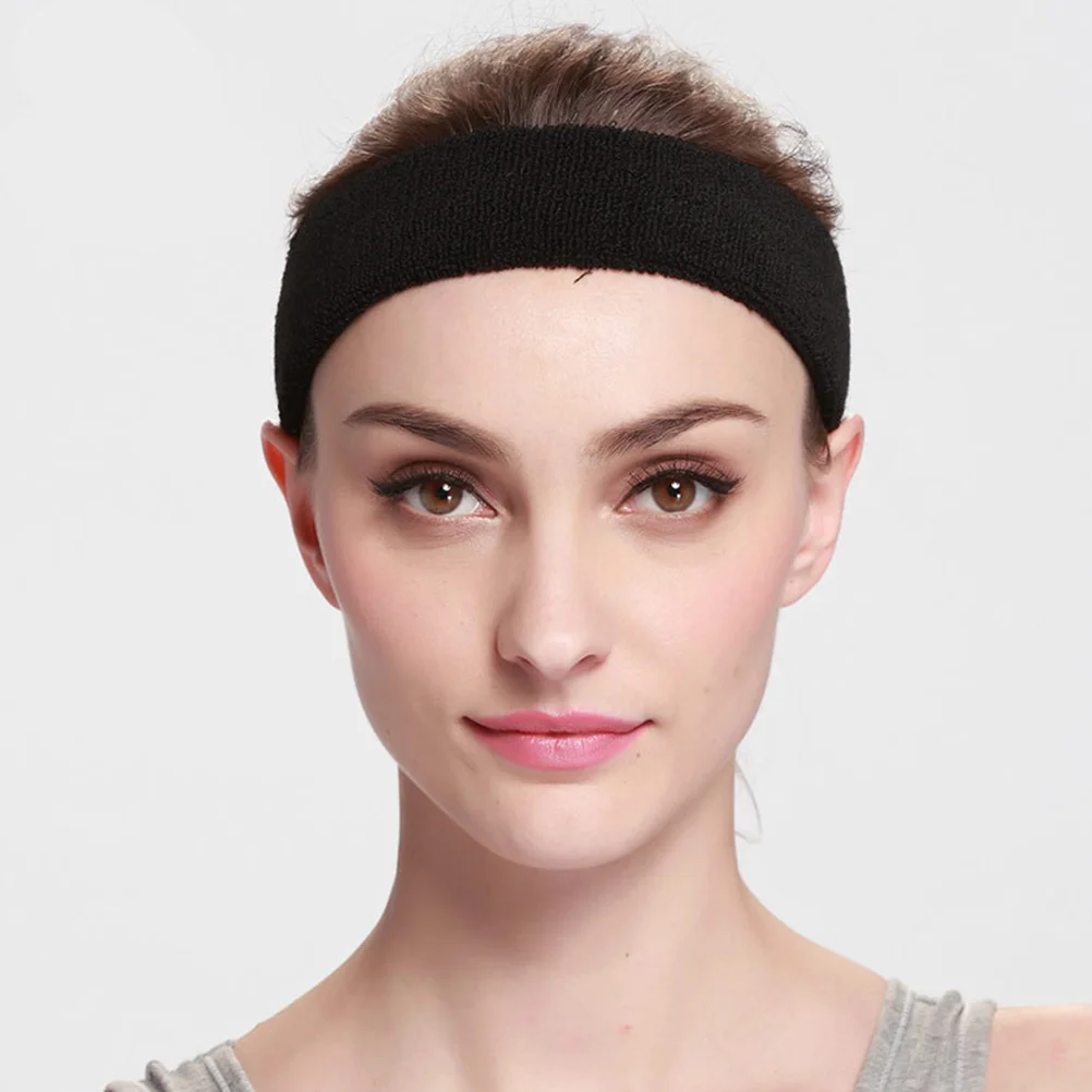 4 Pcs Head Band Cototn Hairband Tennis Headband Badminton 18*5 Cm Yoga Headbands Black Sweat Absorbing Sports