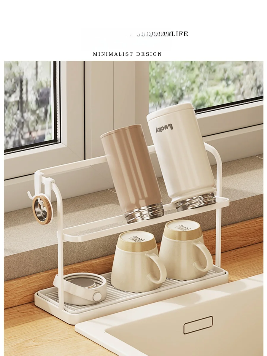 

Tlife Double Layer Cup Holder Desktop Batoom Organizer Drainage Ra Hanging Cup elf Home Living Room Storage Solution