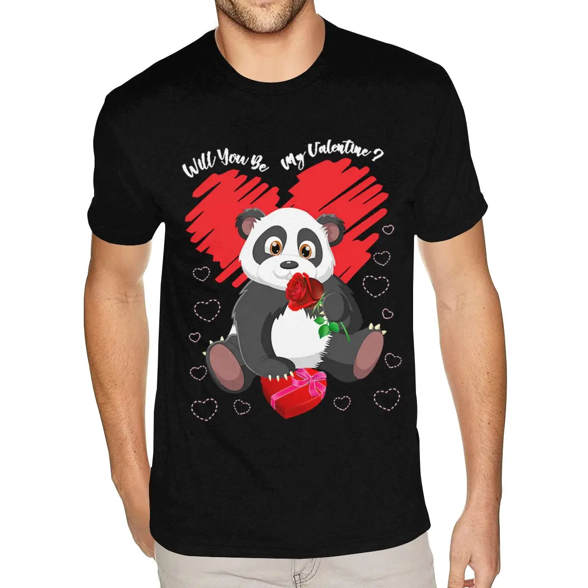 

Cheap Graphic Valentines Day T Shirt Will You Be My Valentine Shirt for Men Custom Made Short Sleeves Black O Neck T Shirts