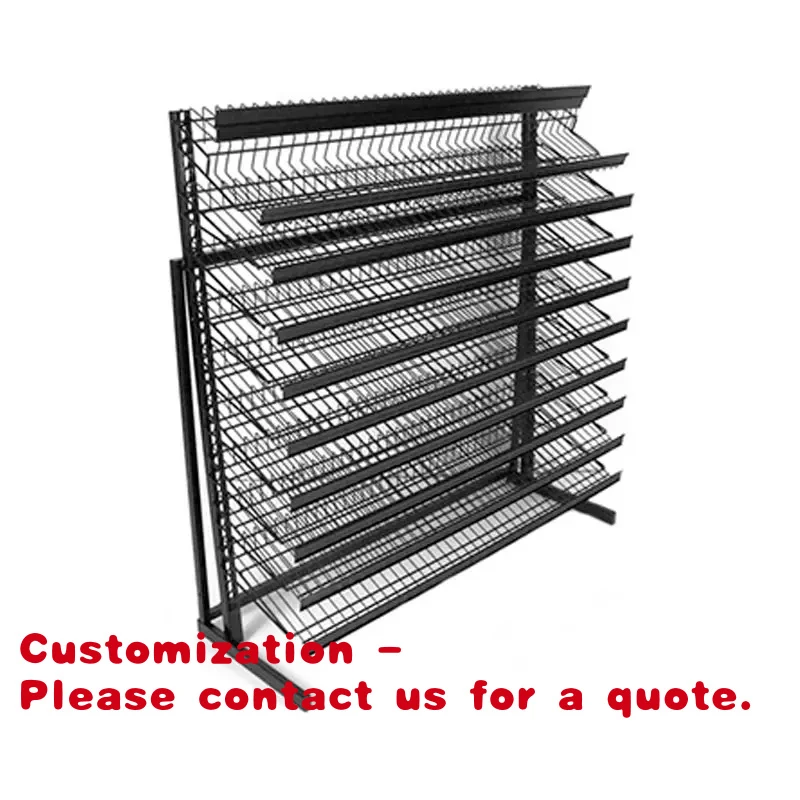 

Customize.Custom Supermarket Biscuit Candy Snack Food Drink Bottle Metal Wire Mesh Basket Display Rack Stand