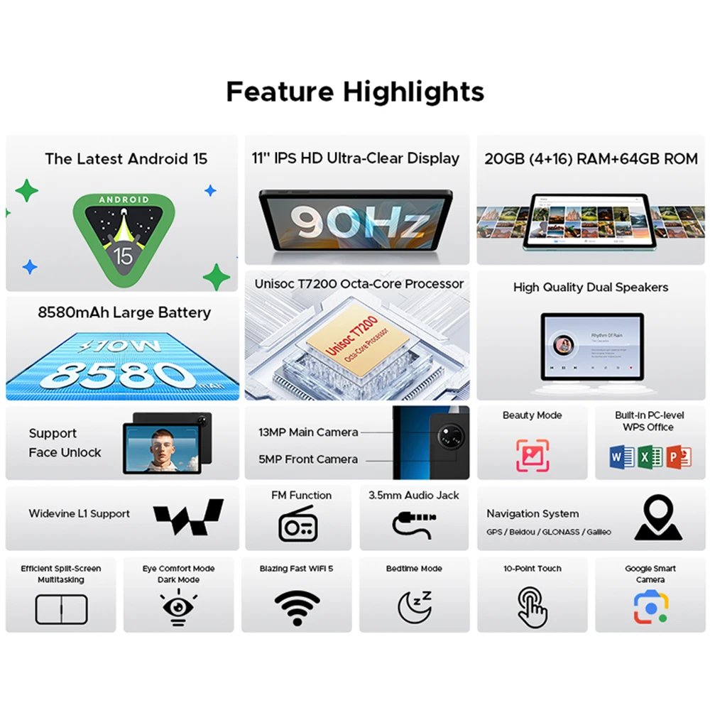 Global Version DOOGEE Tab A9+ Tablet 20GB 64GB 11