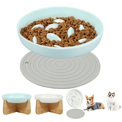 Pet Dog Slow Feeder Bowl with Non Slip Mat Anti-choking Ceramic Slower Food Feeding Dishes Dog Bowl for Medium Small Dogs Puppy