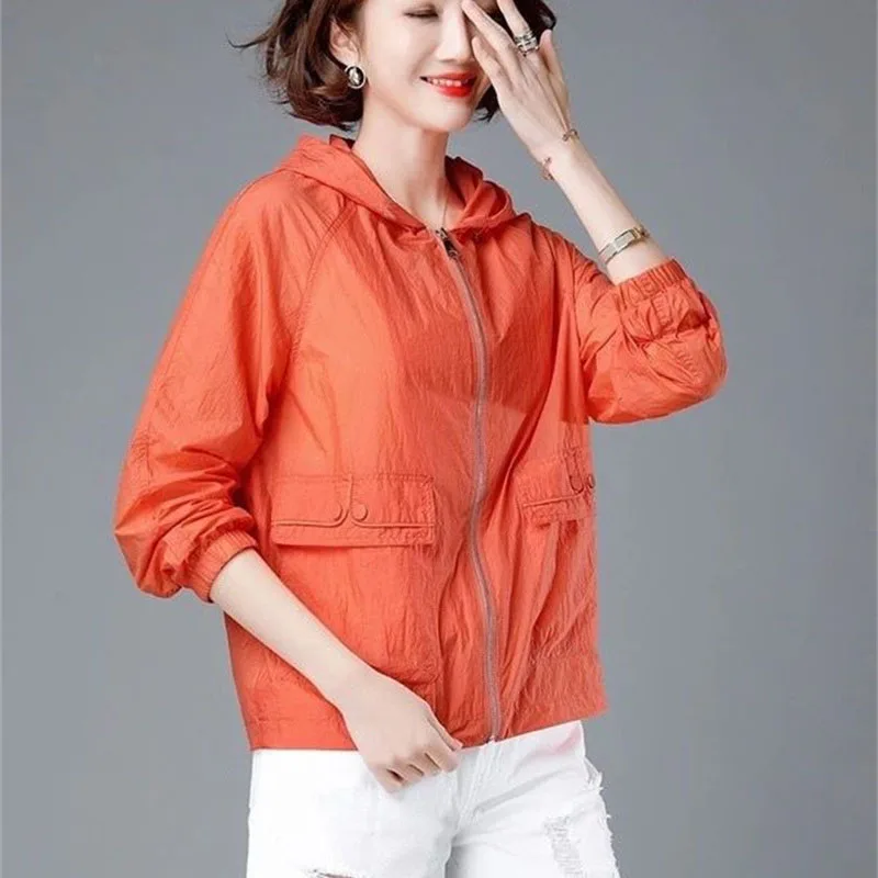 Jacket Women Summer Sun Protection Coat Anti-UV Quick Dry Sports Windbreaker Sunscreen Shirt Female Thin Tops Hooded Outerwear