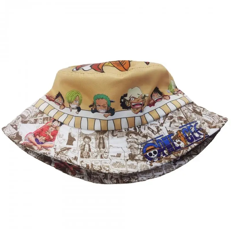 One Piece Portgas D Ace Bucket Hat Monkey D. Luffy Women Men Teenager Outdoor Sunscreen Wide Brim Hats Caps Panama Summer