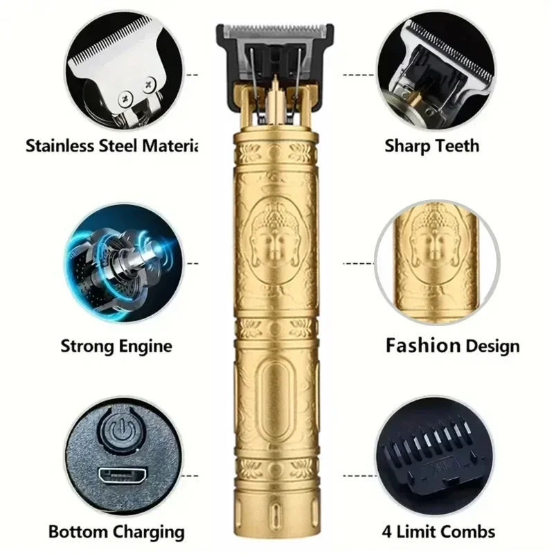2025 Vintage T9 Hair Clipper /Accessories | USB Fast Charge LCD Shaver | 0mm Bald Cutting Machine Barber for Men Home Haircut image 6
