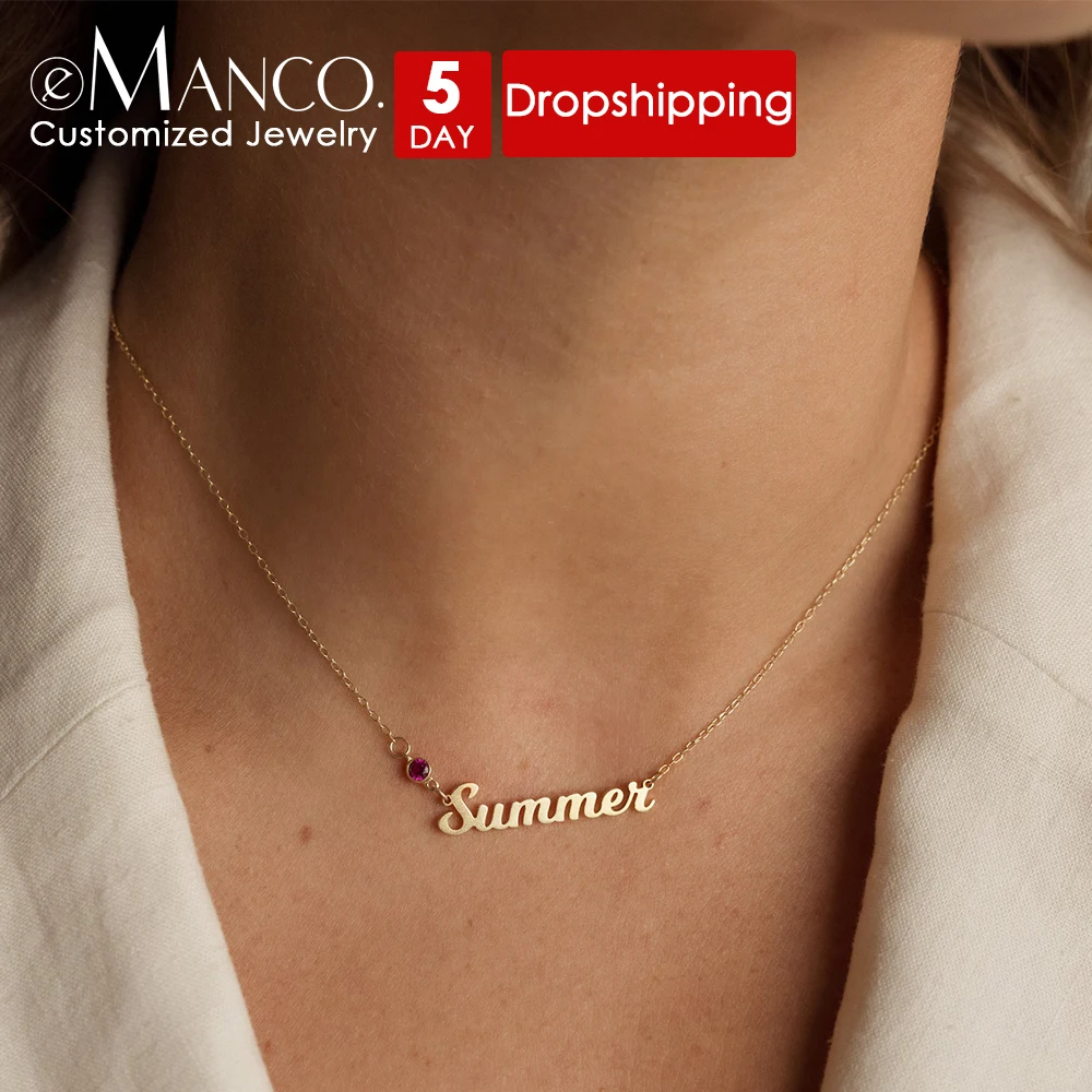 

eManco DIY Birthstone Индивидуальные модные ожерелья из нержавеющей стали с именем персонализированное колье с буквами кулон
