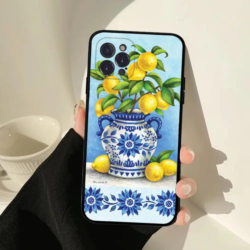 Mediterranean Lemon Phone Case For IPhone 15 14 13 12 Mini 11 Pro XS Max X XR SE 6 7 8 Plus Soft Silicone Cover