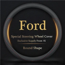 For Ford Car Steering Wheel Cover Carbon Fiber Leather Fit Ranger Focus F150 MK4 Mondeo Mustang Fiesta Explorer Raptor MK1