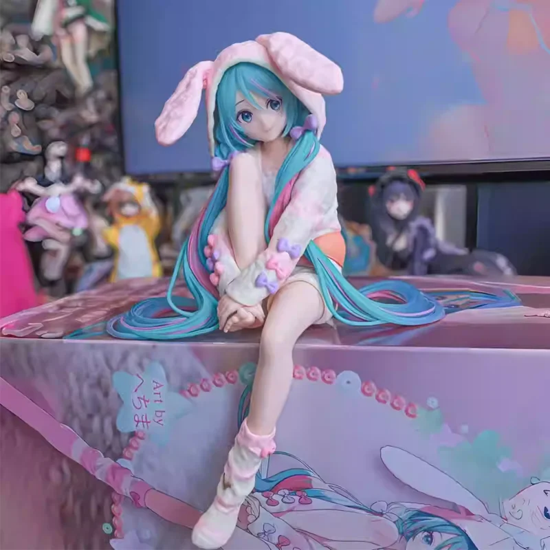 Figura de Anime HATSUNE MIKU de 15 CM, Figura de Colección con Orejas de Conejo y Pijama, Muñeca de Juguete, Figura de Acción, Regalo, PVC