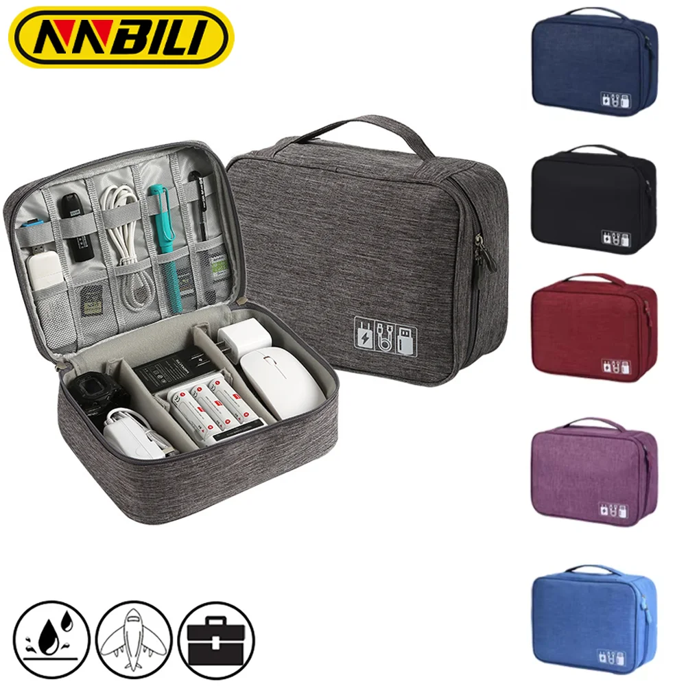 NNBILI Cable Storage Bag Waterproof Digital Electronic Organizer Portable USB Data Line Charger Plug Storage Bag Travel Cable ﻿