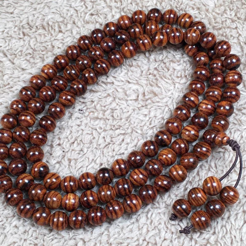 

Аутентичный мужской браслет 108 бусин, из старинного материала с узором под тигровую шкуру, буддийские бусины из хайнаньского хуанхуали.