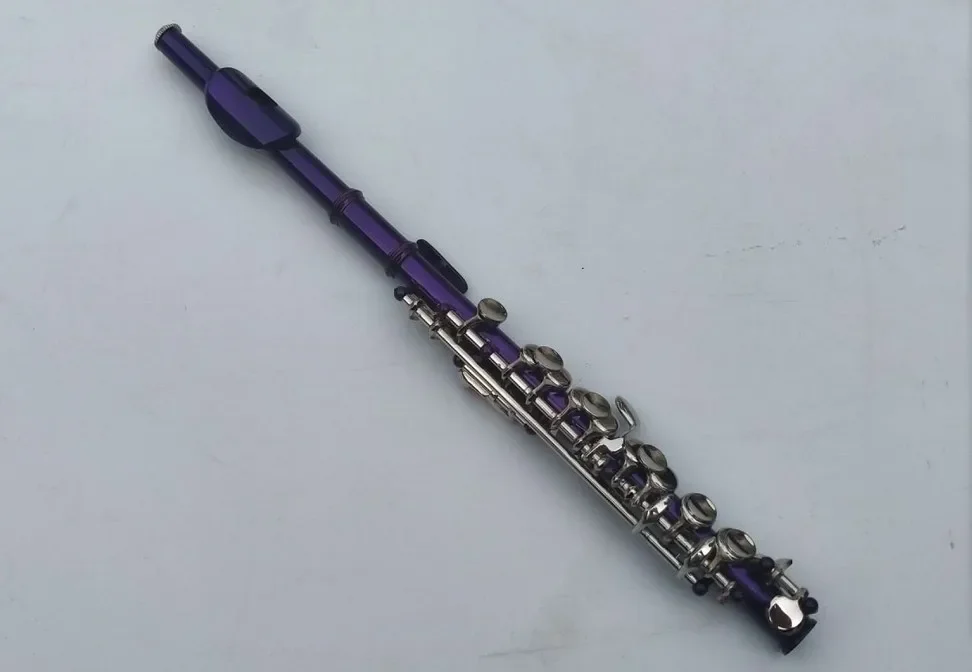 

Short Flute Instrument Purple Body Nickel Key Bakelite Silver Plated C Tone Colorful Flute Solid Ebony