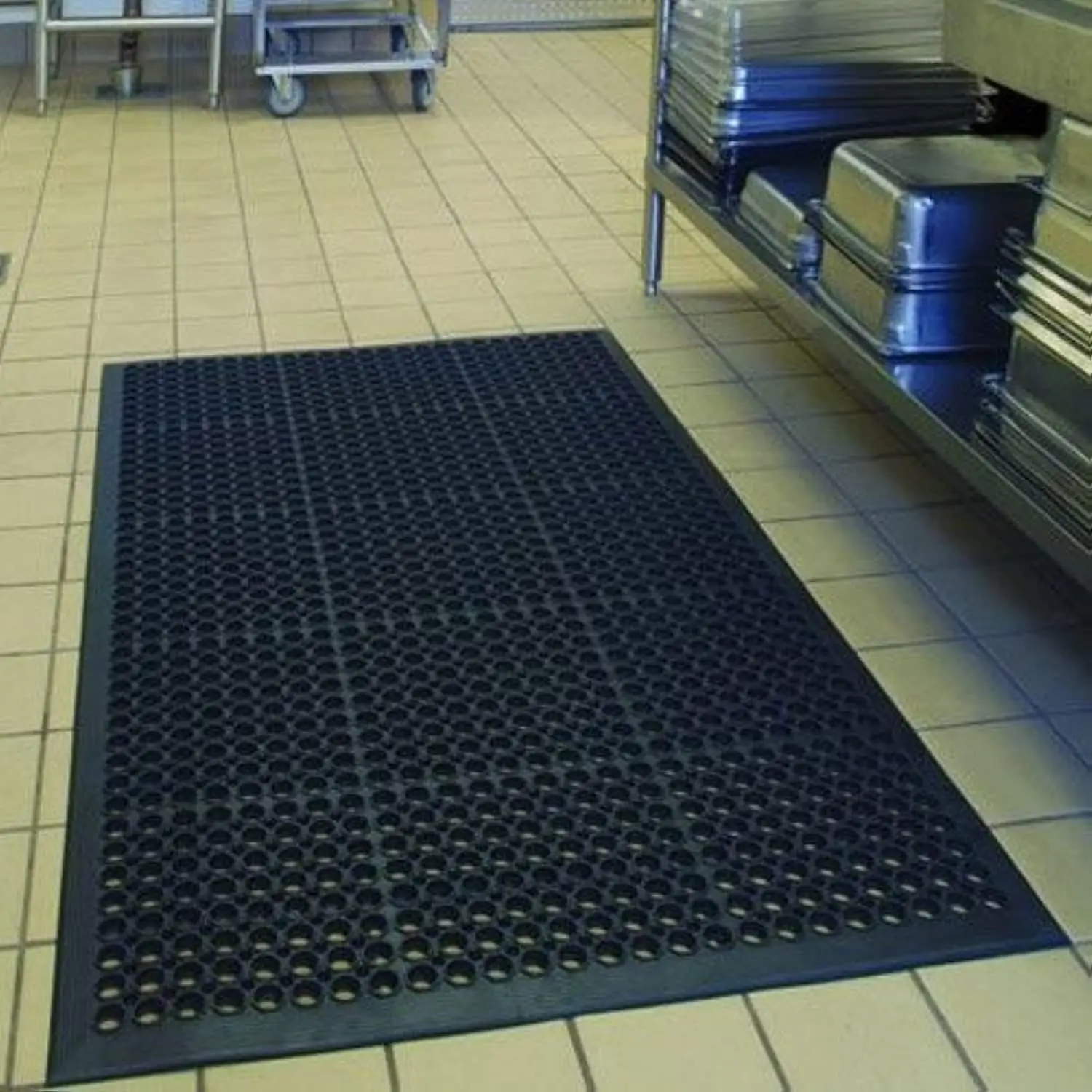 

Anti-Fatigue Rubber Floor Mat for Commercial Kitchen, Garage, Outdoor Use - Non-Slip Drainage Design, Black 36x60 Inch