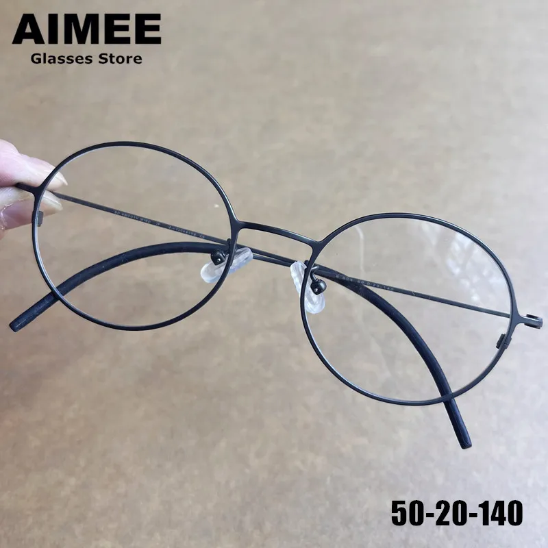 

Vintage Big Round Pure Titanium Glasses Frame Men Women Ultra-light 6g Eyeglasses Screwless Cirlce Blue Light Spectacles Frames