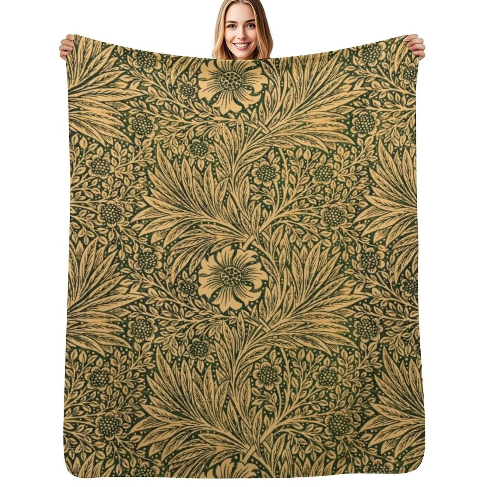 William MorrisMarigold Throw Blanket Luxury Brand Designers Sofa Quilt Decoratives warm for winter Luxury Throw Blankets