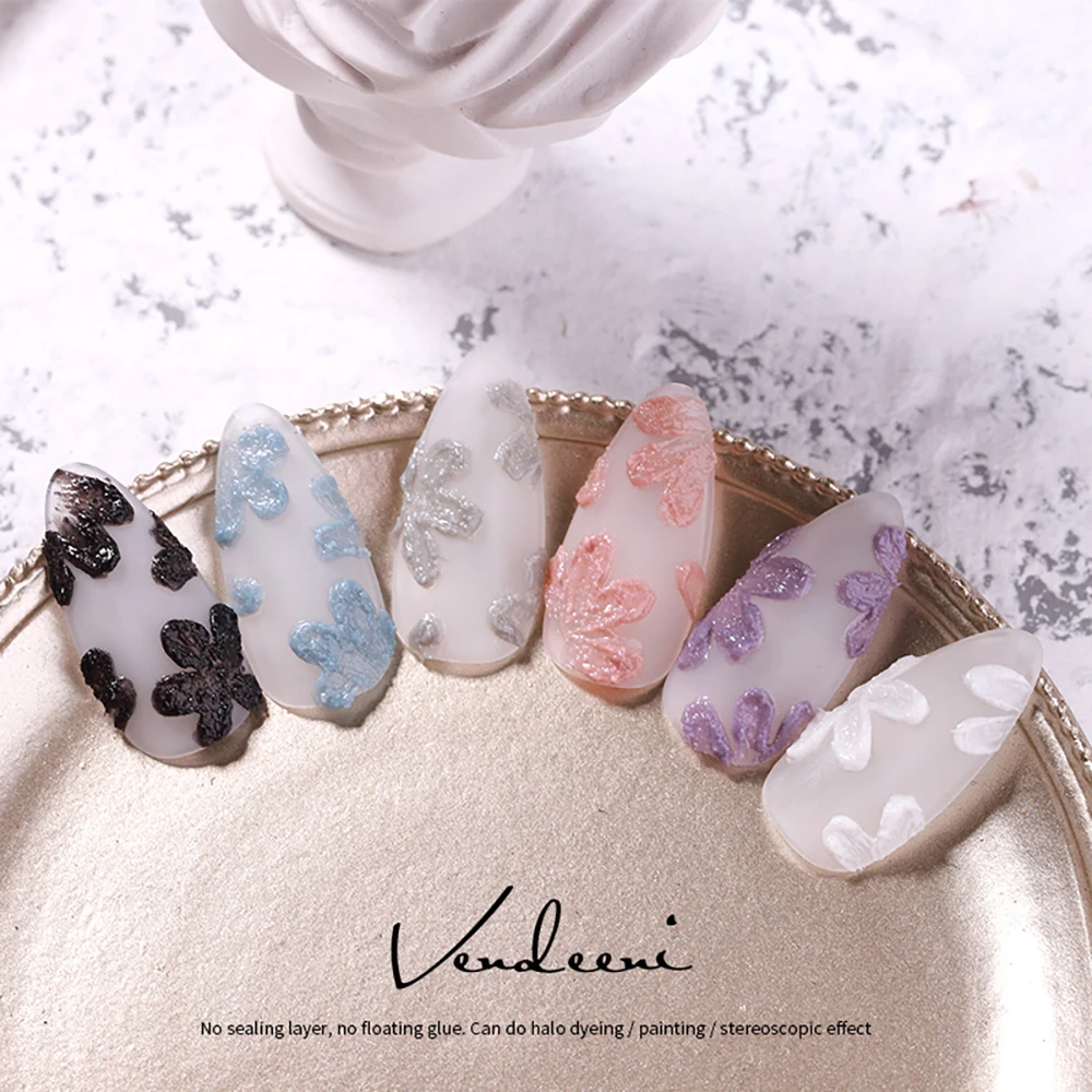Vendeeni 6 Color Carving Plaster Gel Nail Polish Sculpture UV LED Soak Off Gel Varnish Engraving Gypsum Gel Lacquer For Nail Art
