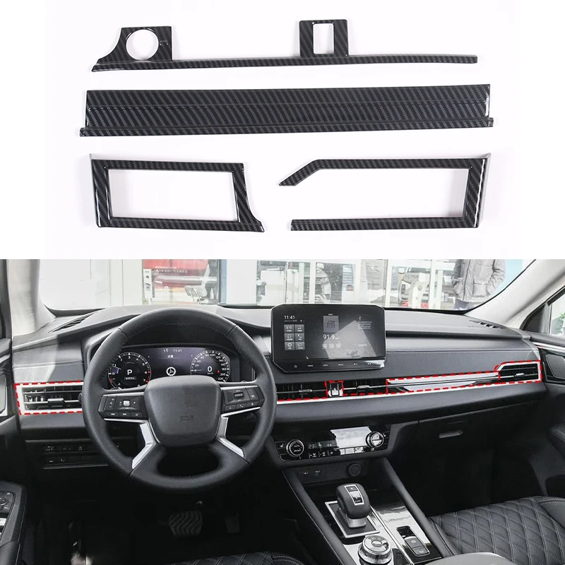 ABS Carbon Fiber Car Central Control Dashboard Air Vent Panel Cover Trim Accessories For Mitsubishi Outlander 2022 2023 2024+