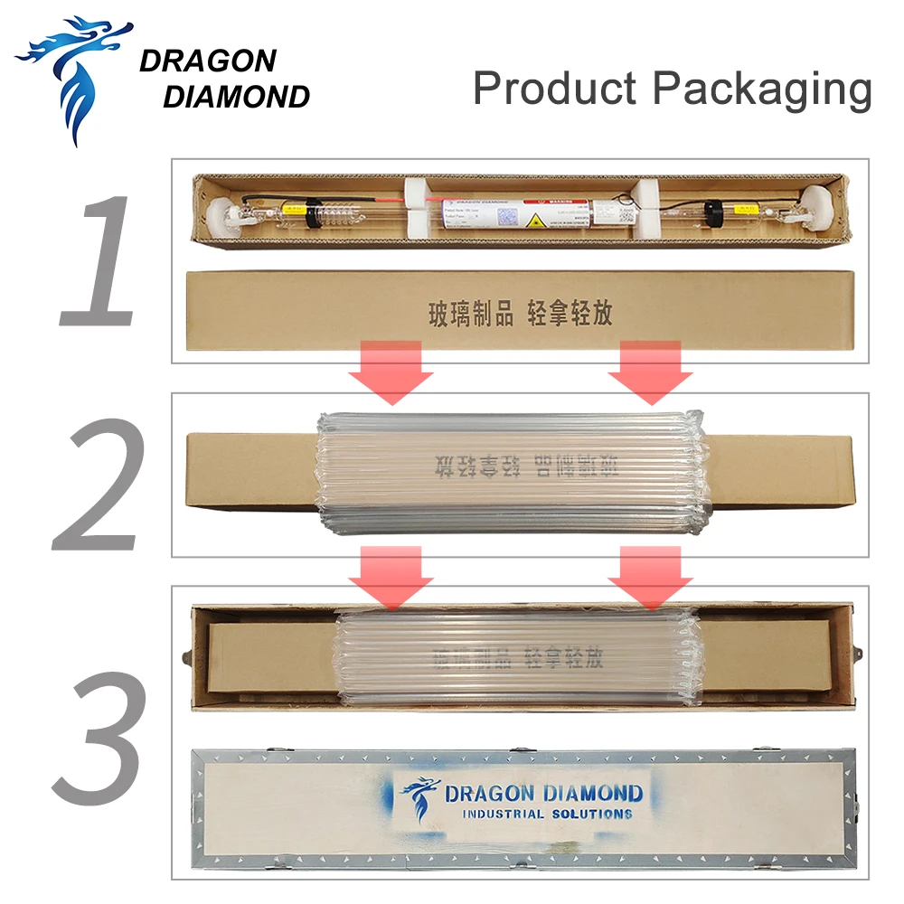 DRAGON DIAMOND 50W Co2 Laser Tube Length 1000MM Glass Laser Lamp for Co2 Laser Engraving Cutting Machine K40 Series High Quality