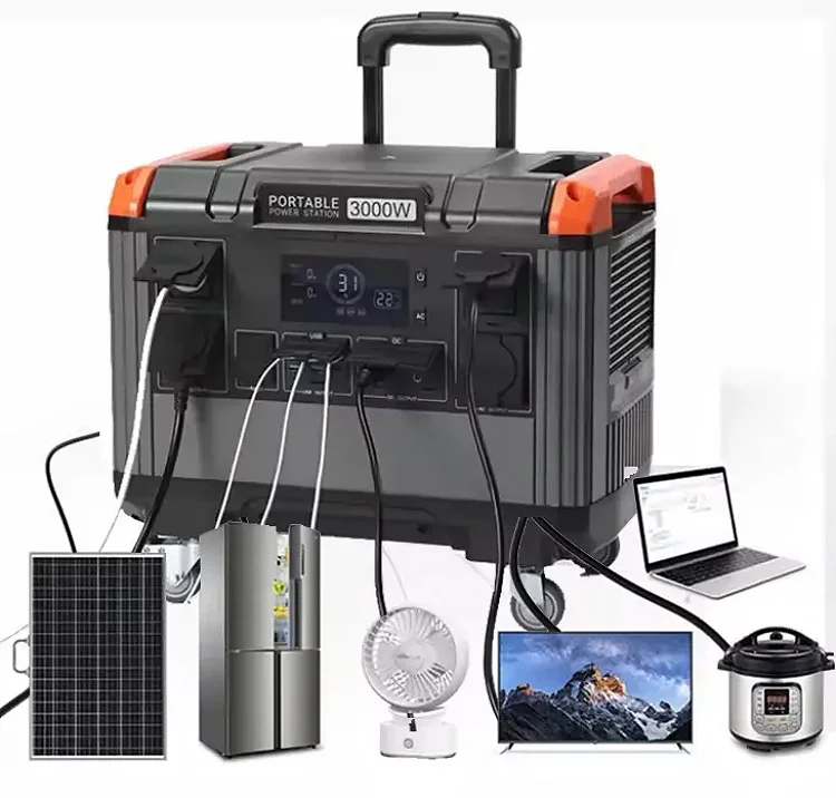 Emergency backup energy storage solar generator portable power station 1200w 2400w 3000w travel portable charger