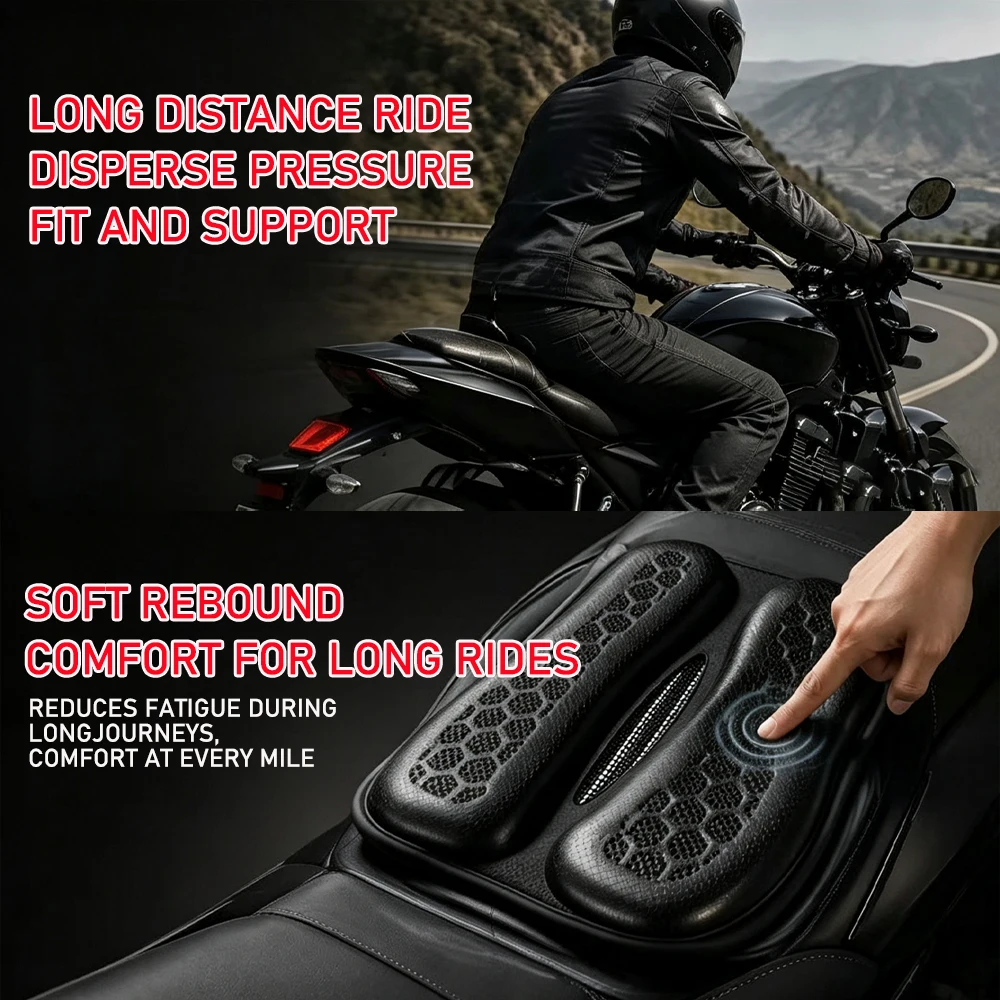 Motorrad-Sitzkissen 3D-Wabenstruktur Rutschfestes Motorrad-Gel-Sitzkissen Moto Druckentlastungs-Sitzpolster Motorrad-Zubehör – Detail 5