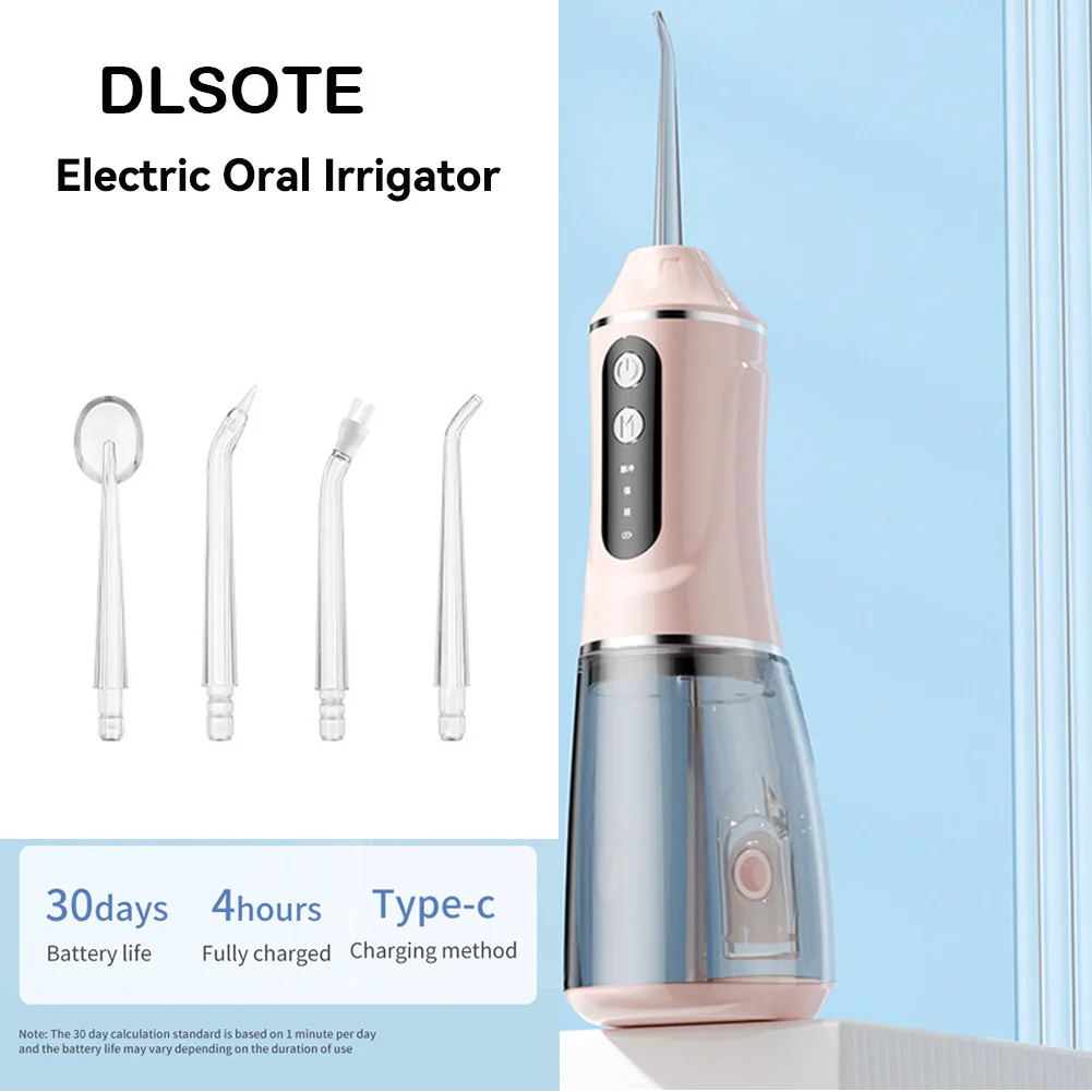 

Pink Oral Irrigator 3 Cleaning Modes Portable Rechargeable Waterproof IP65 Dental Water FlosserTeeth Whitening Jet Floss 380ML