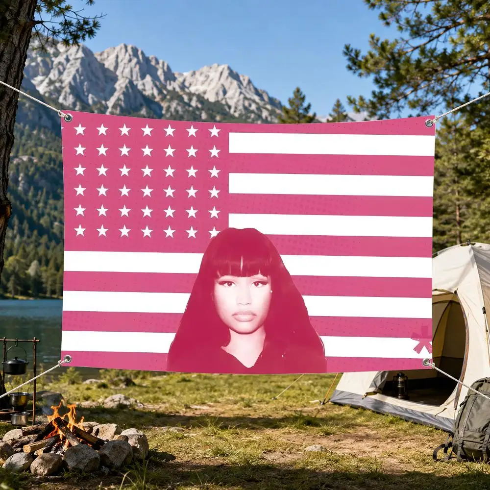 Singer Nicki Minaj Pink Friday Flags Aesthetic Wall Tapestry Printed Wall Hanging Living Room Party Outdoor Decor
