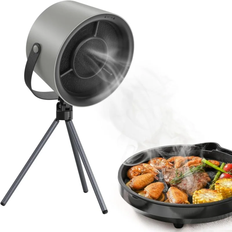 

Portable Desktop Range Hood Kitchen Exhaust Fan Low Noise Mini Extractor Hood with 3 Speed for Indoor BBQ Hot Pot Cooking