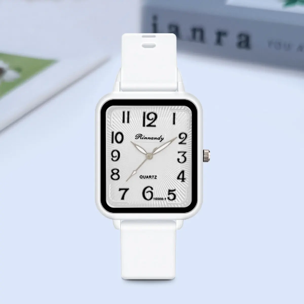 Women's Minimalist Silicone Strap Quartz Watch, Casual, Quadrado, Digital, Estudante, Novo, Elegante