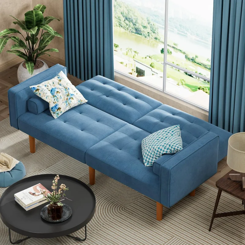 YESHOMY Futon divano letto convertibile divano letto componibile, divanetto Splitback con gambe affusolate, 74 ", piccolo salotto per Living R
