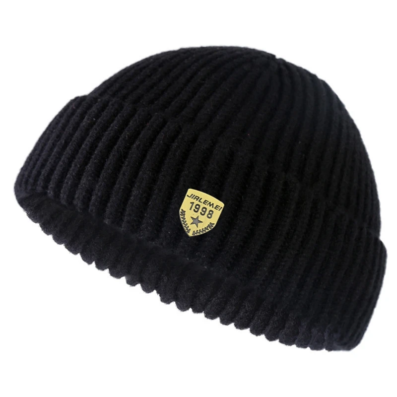 Men's Hip Hop Beanie Knitted Hat Women Winter Warm Skullcap Brimless Baggy Melon Cap Cuff Docker Fisherman Beanies Hats