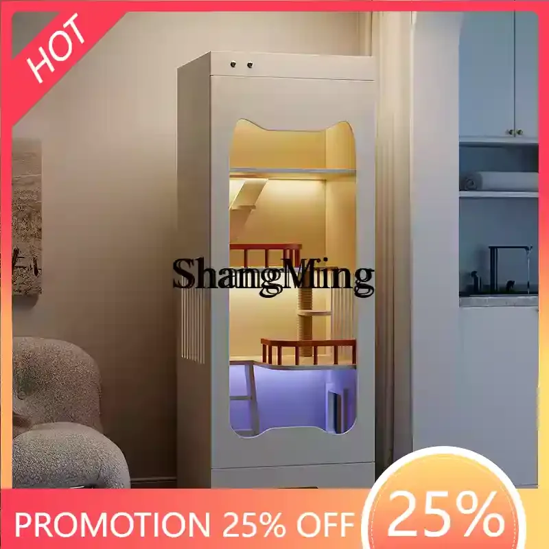 

CL does not occupy a small floor, household indoor multi-cat with toilet integrated fresh air solid wood house