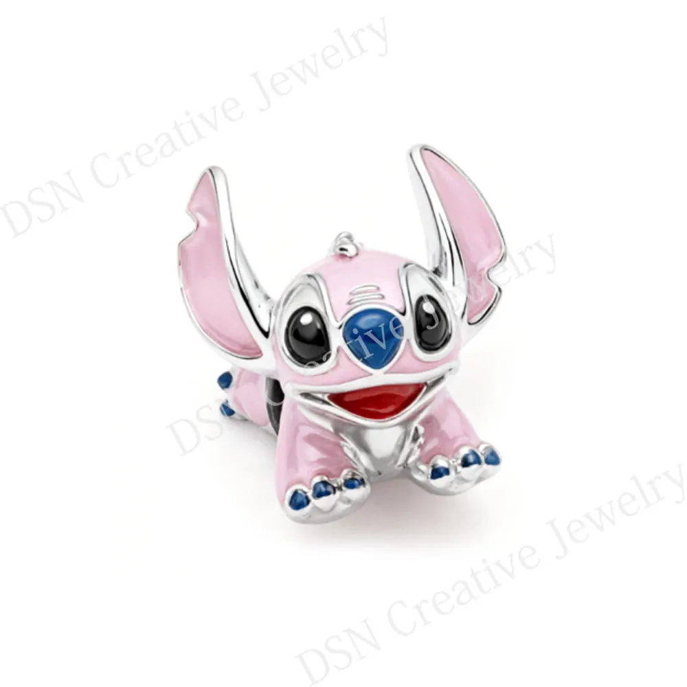 DSN 925 الفضة سحر ديزني غرزة تحلق الإبداعية الوردي المينا الخرز ل ثعبان سلسلة سوار سحر المرأة الفاخرة مجوهرات هدية