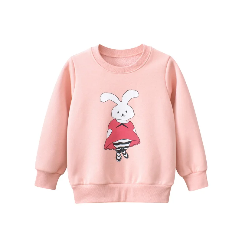 

2024 new, small girls spring and autumn winter cartoon cute rabbit turtleneck fleece long-sleeved sweater 90-100-110-120-130-140