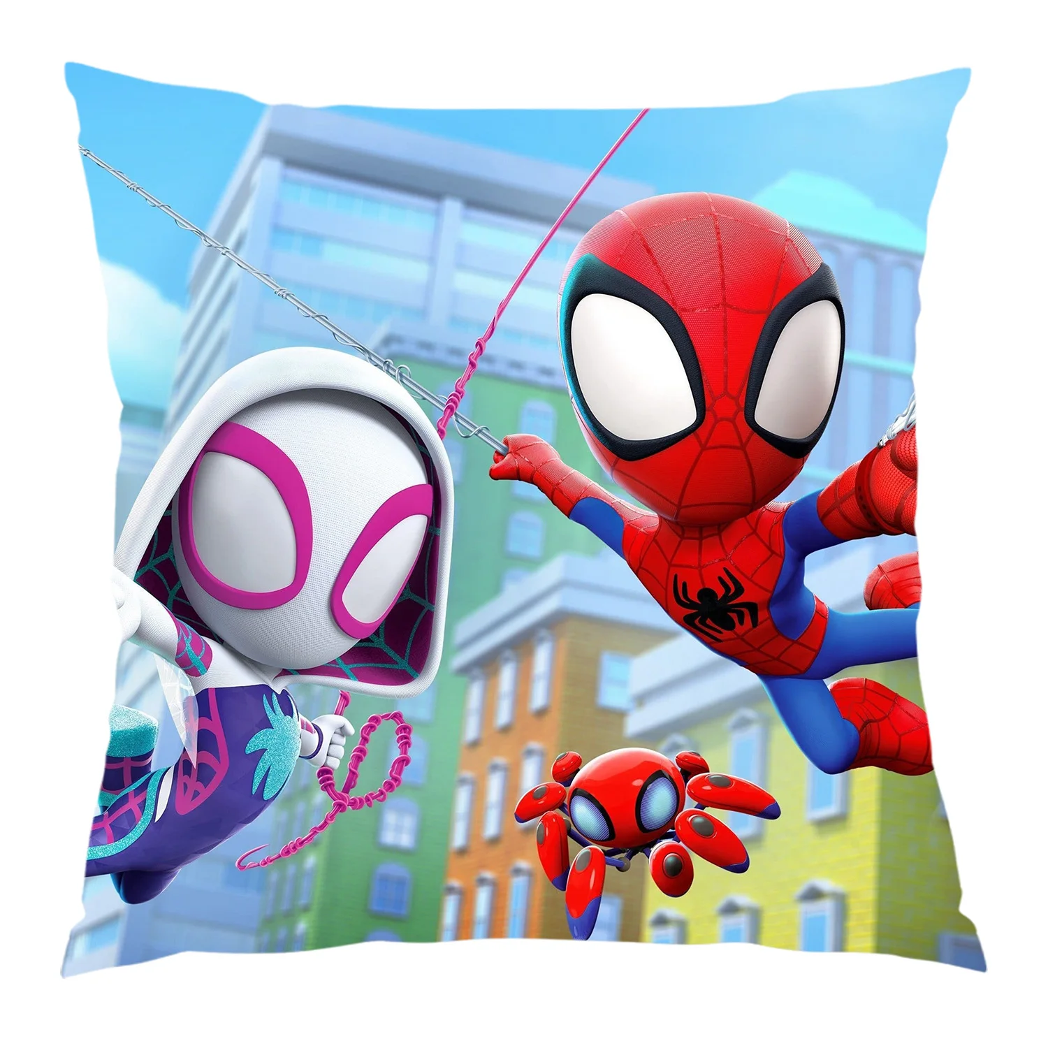 Spidey y sus amigos increíbles fundas de almohada cuadradas, Fundas de cojín pintadas, funda de almohada suave y acogedora con cremallera