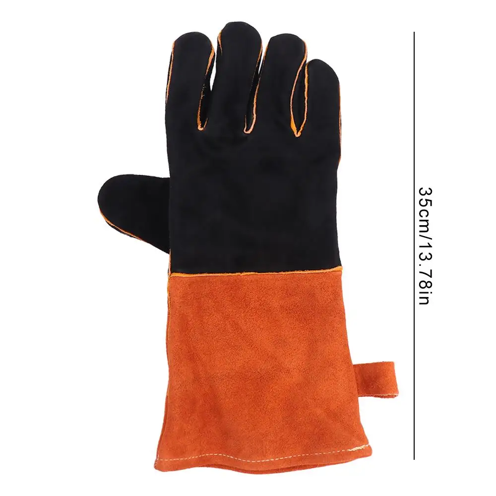 1 Pair Anti-Heat Leather Welding Gloves Cowhide Leather Labor Protection Work Safety Glove Wear Resistant Acid Resistance
