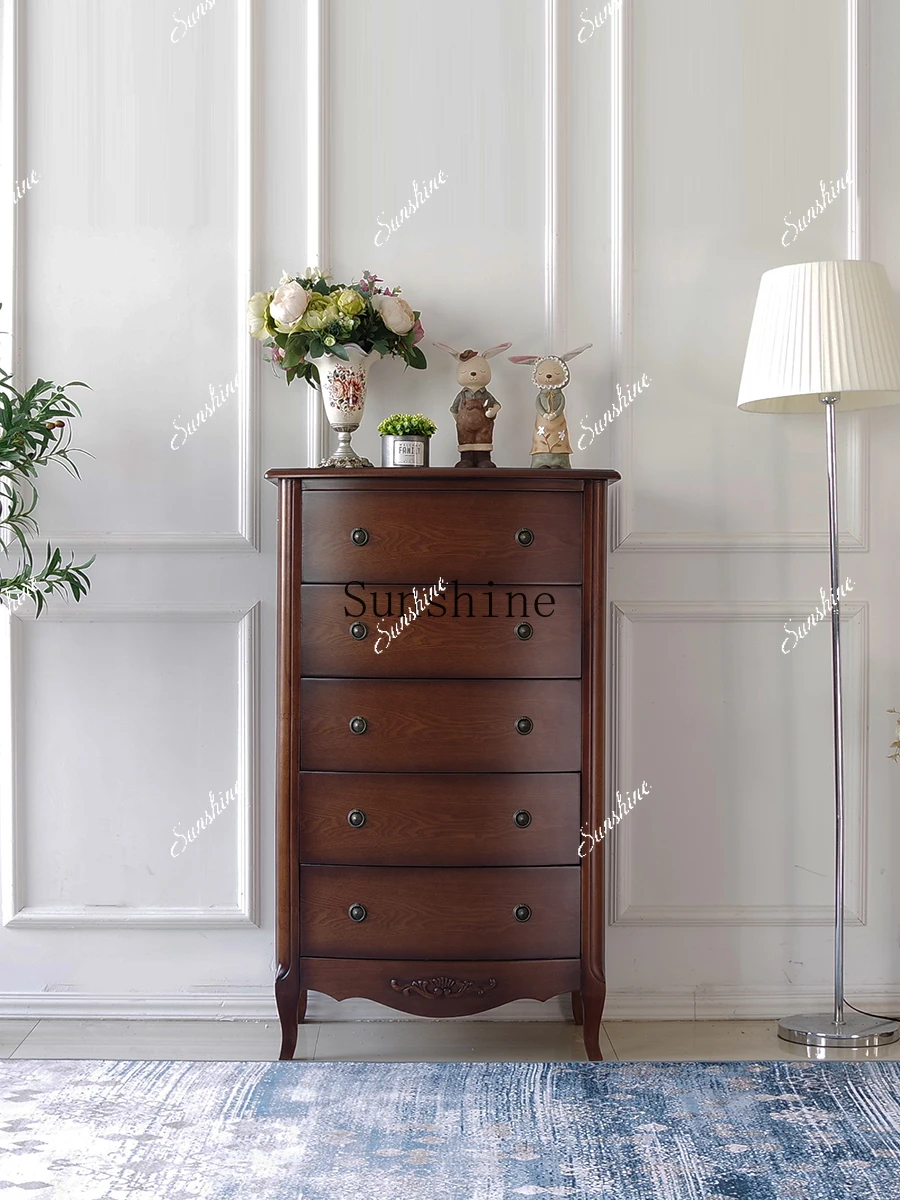 

American retro classic chest of drawers light luxury solid wood cabinet drawers porch foyer storage FT