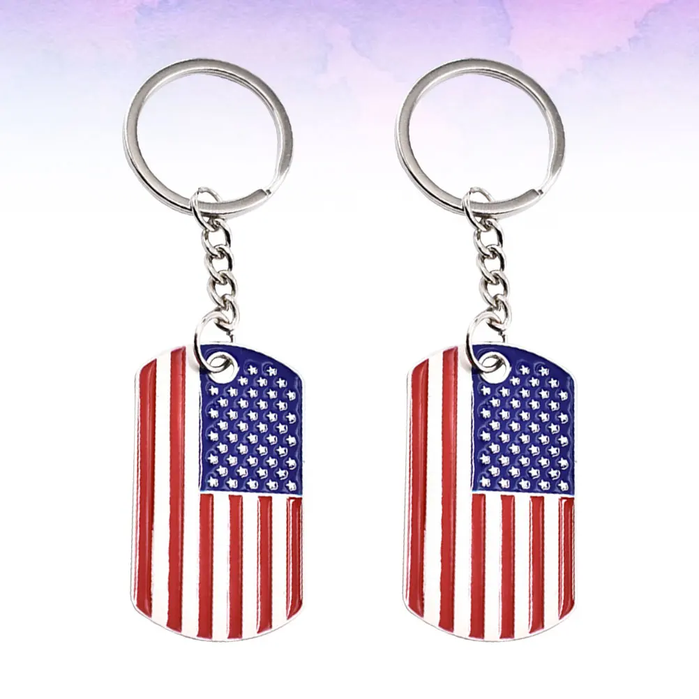 

2Pcs American Flag Key Ring Durable Creative Keychain Pendant Hanging Ornament for Bag Phone Car Decoration Gift
