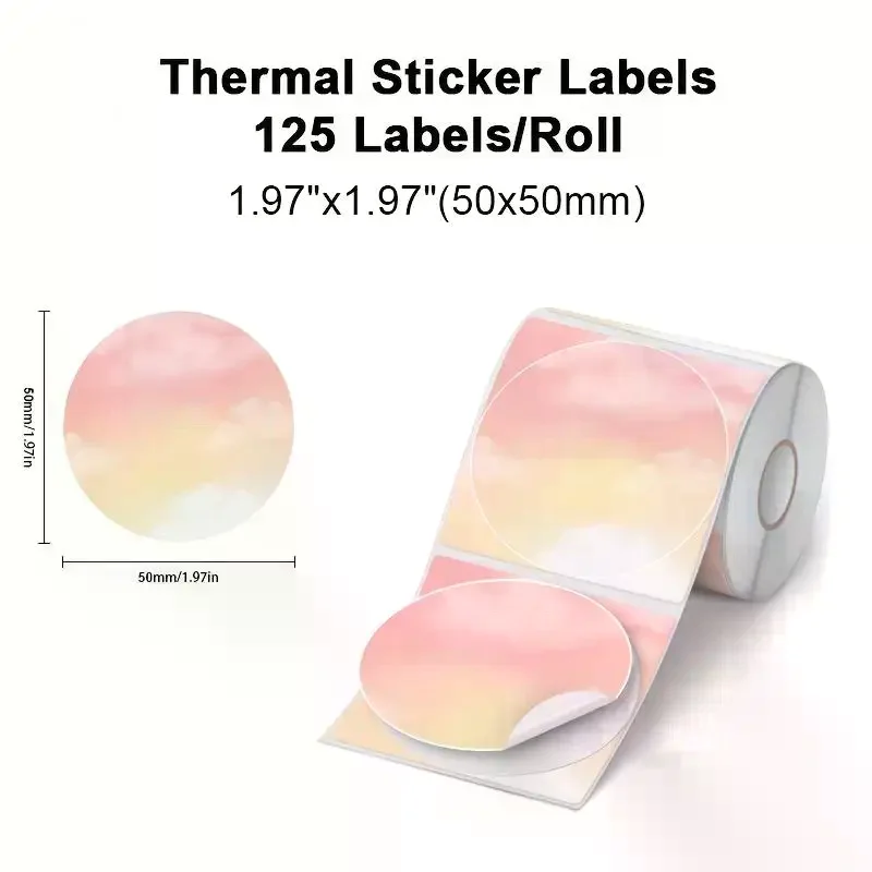 3 Rolls/Set 50mm x 50mm New Thermal Label Printer Stickers, Self-Adhesive Color Laser Thermal Paper