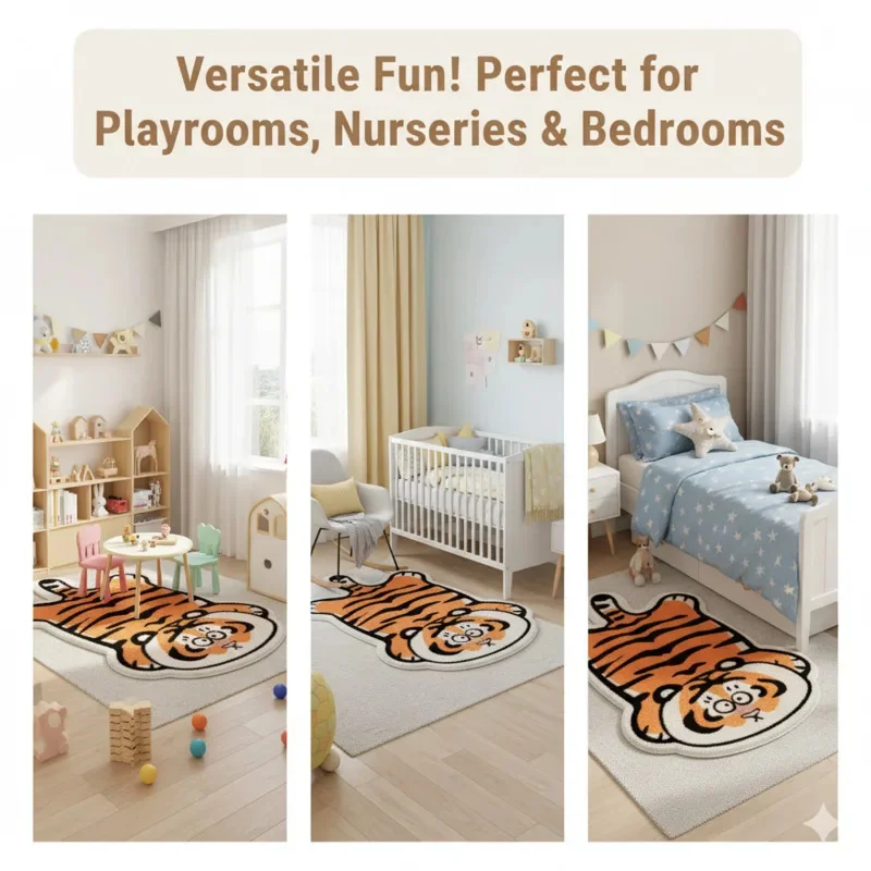 Tiger Rug Non-Slip Bedside Carpet Absorbent Cartoon Bathroom Mat Protective Floor Mat For Living Room Decor Alfombra Rugs