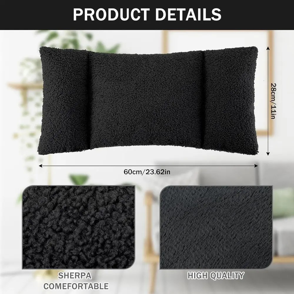 3-Section Lumbar Support Pillow for Office Chair or Car Seat - Comfortable Back Cushion for Pain Relief and Support (Black)