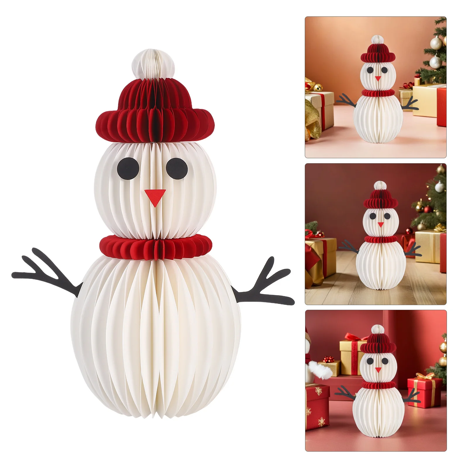 

Christmas Farmhouse Decor Honeycomb Snowman Mini Ornaments Desktop Decoration Figures