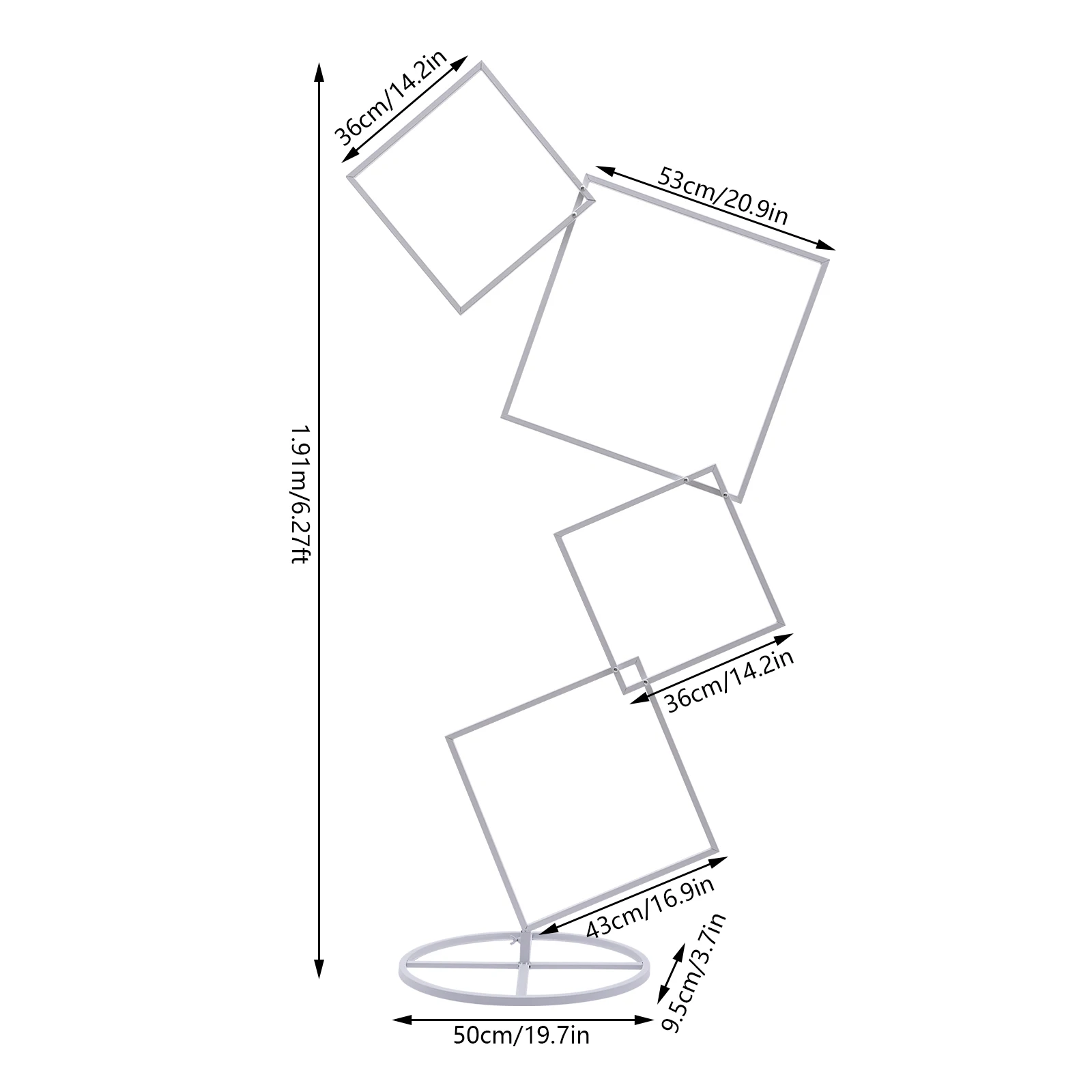 White Metal Square Pillar Flower Stand - 4-Tier for Elegant Wedding Decorations