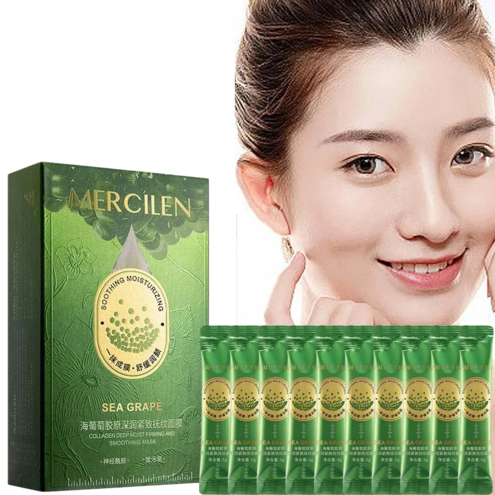 

Маска-пленка с экстрактом морского винограда и коллагеновыми пептидами для лифтинга и упругости кожи, глубокого увлажнения и успокоения чувствительной кожи. Люксовый уход за кожей.