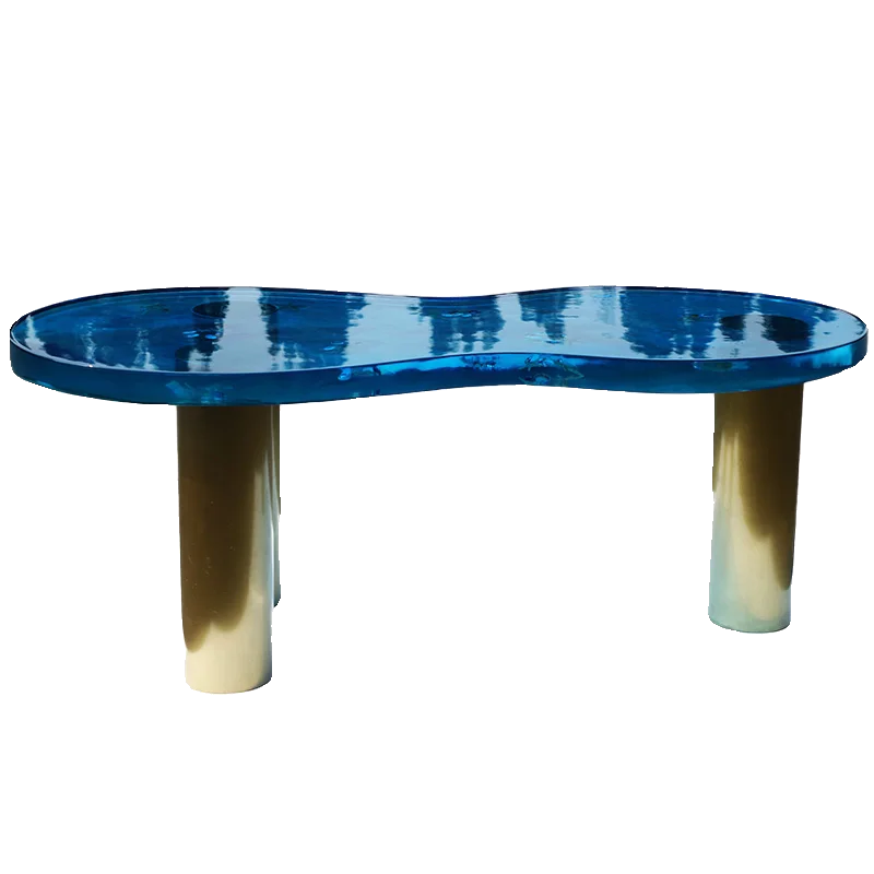 Transparent resin extremely simple modern small apartment coffee table Nordic retro oval living room home