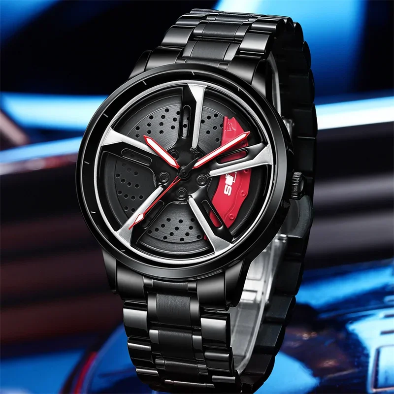 New Original Mens Spinning Watches 3D Real Man Watches Waterproof Watch Car Rim Watch Quartz Men's Sports Watches For Men Clock