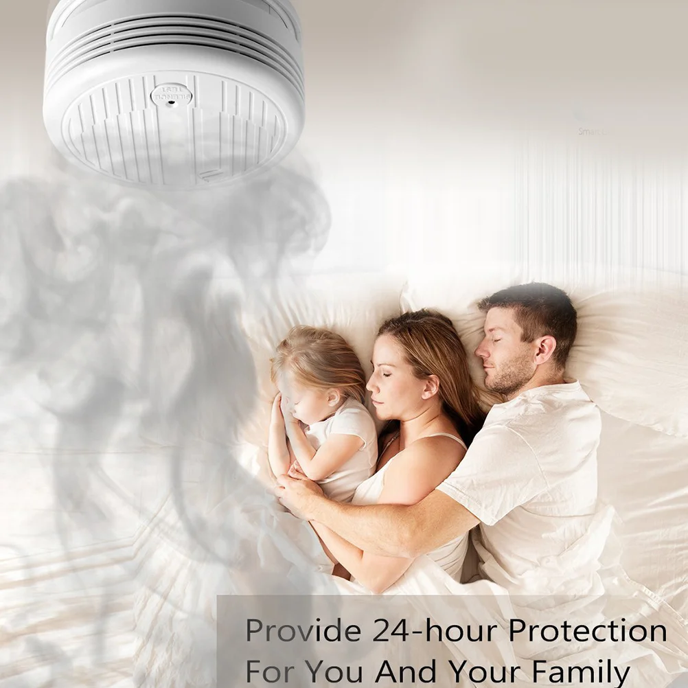 جهاز استشعار دخان ذكي، إنذار أمان منزلي، مراقبة 24 ساعة، جهاز اختبار تسرب الغاز الطبيعي، تعويض درجة الحرارة، أبيض #1